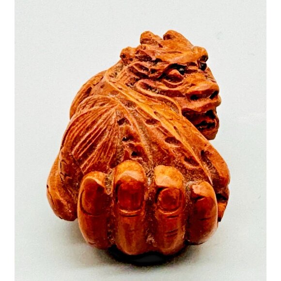 Netsuke Hand Carved Boxwood Dragon Toggle Luck Charm 2 inch Japanese Inro Ojime - Picture 2 of 7